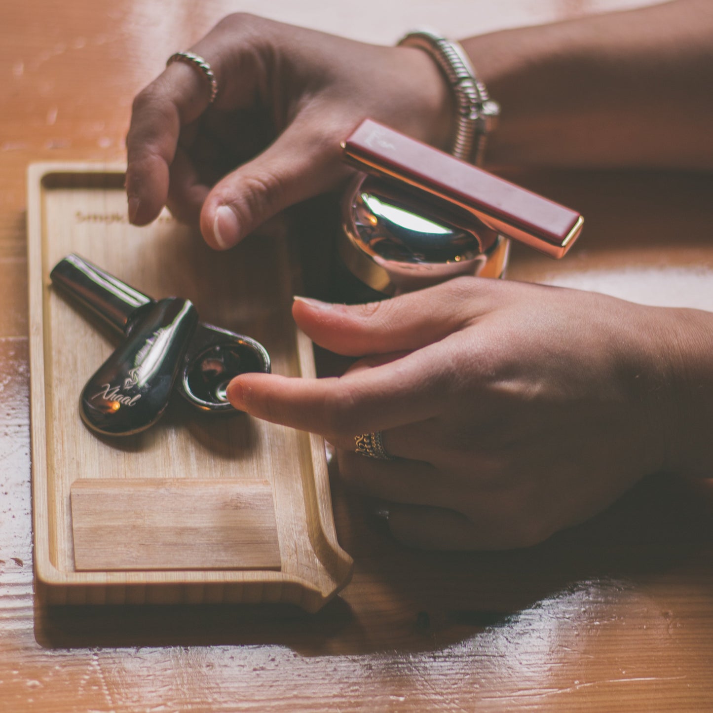 Bamboo Rolling Tray + Scraper